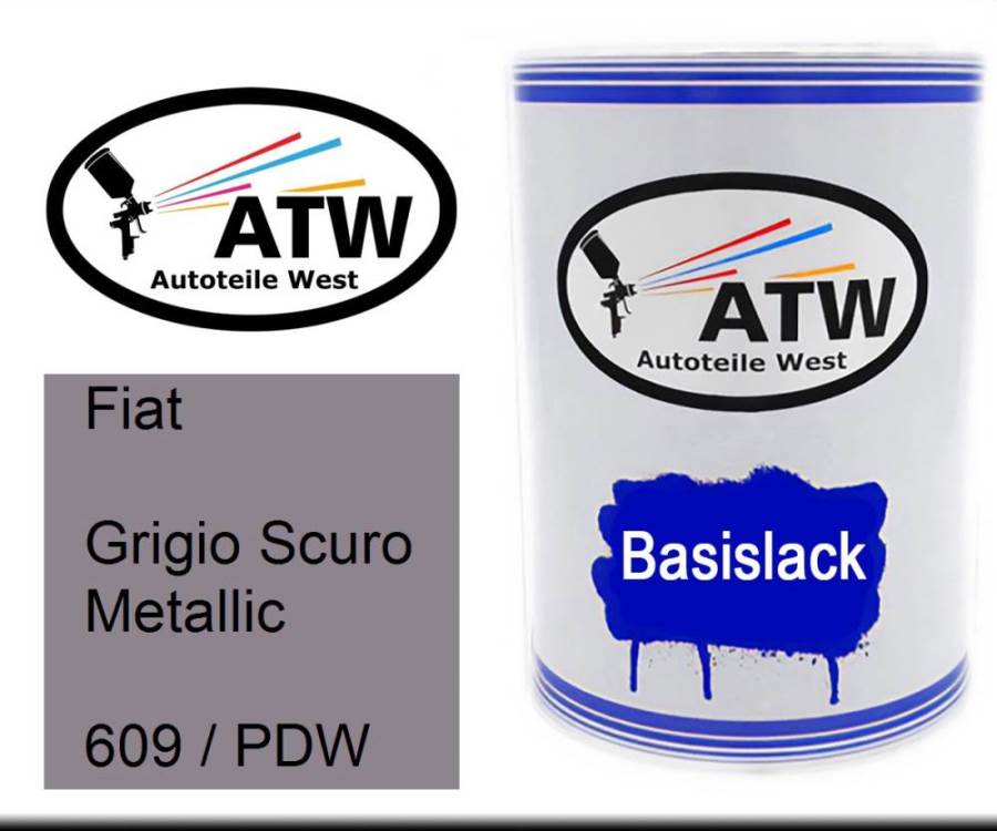 Fiat, Grigio Scuro Metallic, 609 / PDW: 500ml Lackdose, von ATW Autoteile West.